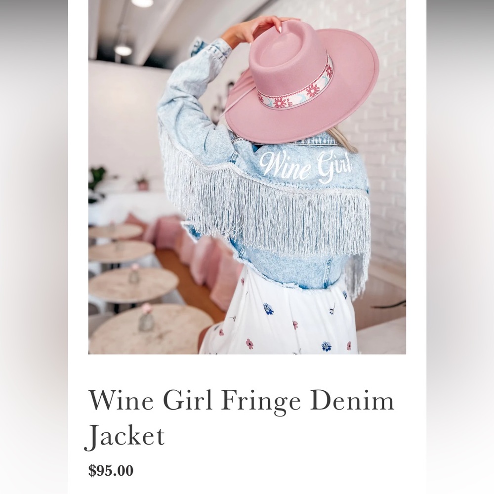 WIFEY WEDDING BRIDAL FRINGE CROPPED JEAN JACKET FOR BRIDE SOLD BY WINE GIRL